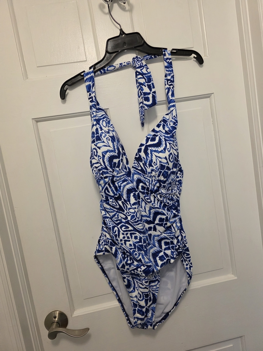 Ralph Lauren Blue & White Printed One-Piece Swimsuit